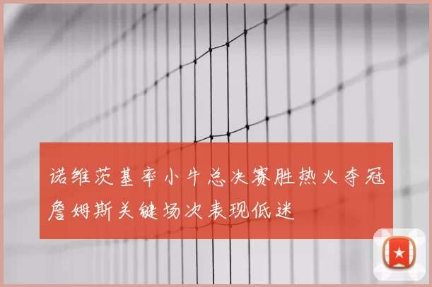 诺维茨基率小牛总决赛胜热火夺冠詹姆斯关键场次表现低迷